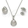 Sterling Silver Earring and Pendant Adult Set, Teardrop Design, with White Micro Pave, Polished, Rhodium Finish, 10.174.0231