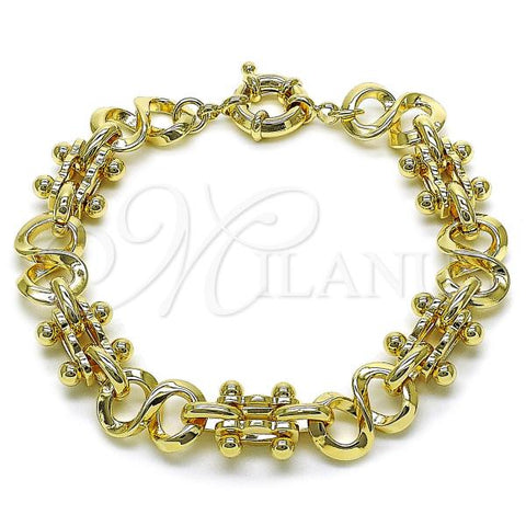 Oro Laminado Fancy Bracelet, Gold Filled Style Infinite Design, Polished, Golden Finish, 03.415.0024.08