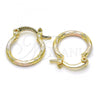 Oro Laminado Small Hoop, Gold Filled Style Diamond Cutting Finish, Tricolor, 02.96.0080.2.15