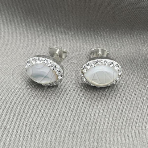 Sterling Silver Stud Earring, with Ivory Pearl, Polished, Silver Finish, 02.399.0058