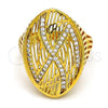 Oro Laminado Multi Stone Ring, Gold Filled Style with White Crystal, Polished, Golden Finish, 01.118.0028.07 (Size 7)