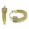 Oro Laminado Small Hoop, Gold Filled Style with White Micro Pave, Diamond Cutting Finish, Golden Finish, 02.202.0011.20