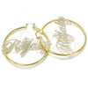 Oro Laminado Large Hoop, Gold Filled Style Nameplate Design, Polished, Golden Finish, 02.63.2681.60