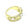 Oro Laminado Multi Stone Ring, Gold Filled Style Elephant Design, with White Cubic Zirconia, Polished, Golden Finish, 01.380.0015.08