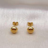 Oro Laminado Stud Earring, Gold Filled Style Ball Design, Polished, Golden Finish, 02.342.0322