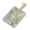 Oro Laminado Religious Pendant, Gold Filled Style Guadalupe Design, Diamond Cutting Finish, Tricolor, 05.253.0163