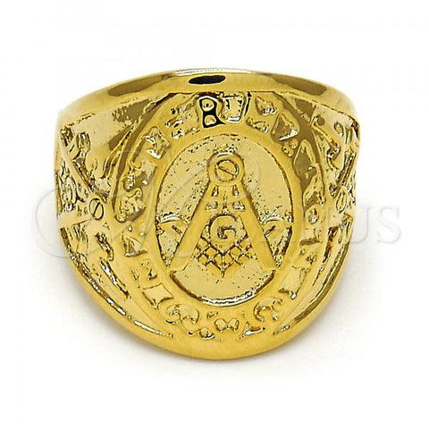 Oro Laminado Mens Ring, Gold Filled Style Polished, Golden Finish, 01.185.0009.12 (Size 12)