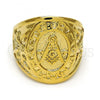 Oro Laminado Mens Ring, Gold Filled Style Polished, Golden Finish, 01.185.0009.12 (Size 12)