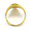 Oro Laminado Elegant Ring, Gold Filled Style Flower and Leaf Design, Diamond Cutting Finish, Golden Finish, 01.118.0033.07 (Size 7)