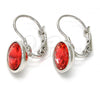 Rhodium Plated Leverback Earring, with Padparadscha Swarovski Crystals, Polished, Rhodium Finish, 02.239.0007.7