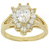 Oro Laminado Multi Stone Ring, Gold Filled Style Teardrop and Cluster Design, with White Cubic Zirconia, Polished, Golden Finish, 5.055.010.06 (Size 6)