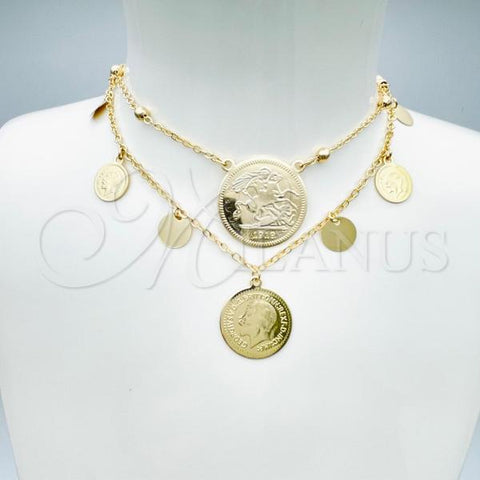 Oro Laminado Fancy Necklace, Gold Filled Style Polished, Golden Finish, 04.331.0002.20