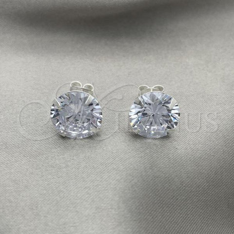 Sterling Silver Stud Earring, with White Cubic Zirconia, Polished, Silver Finish, 02.401.0054.12