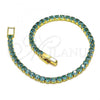 Oro Laminado Charm Bracelet, Gold Filled Style with Aqua Blue Cubic Zirconia, Polished, Golden Finish, 03.130.0001.6.07