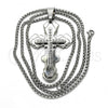 Stainless Steel Pendant Necklace, Cross Design, with White Cubic Zirconia, Polished, Steel Finish, 04.116.0059.30
