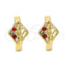 Oro Laminado Huggie Hoop, Gold Filled Style with Garnet and White Crystal, Polished, Golden Finish, 02.165.0145.2
