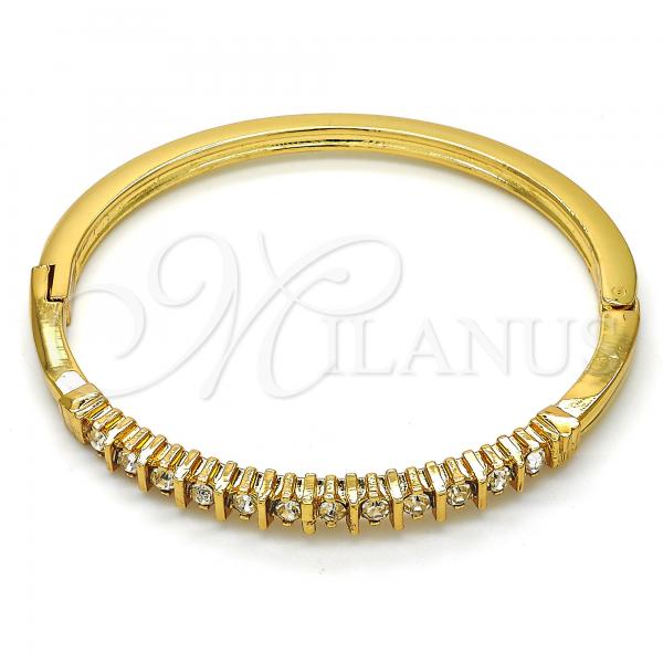 Oro Laminado Individual Bangle, Gold Filled Style with White Crystal, Polished, Golden Finish, 07.252.0045.04 (04 MM Thickness, Size 4 - 2.25 Diameter)
