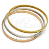 Stainless Steel Trio Bangle, Greek Key Design, Polished, Tricolor, 07.244.0004.06 (05 MM Thickness, Size 6 - 2.75 Diameter)