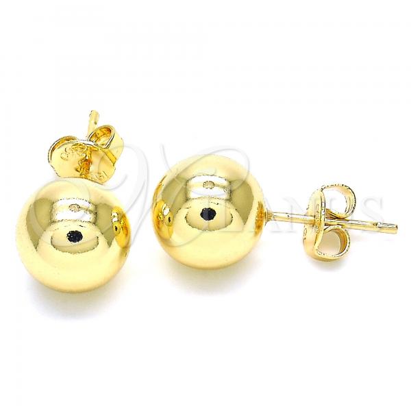 Oro Laminado Stud Earring, Gold Filled Style Ball Design, Polished, Golden Finish, 5.128.013