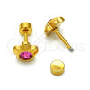 Stainless Steel Stud Earring, Flower Design, with Pink Crystal, Polished, Golden Finish, 02.271.0019.11