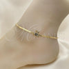 Oro Laminado Basic Anklet, Gold Filled Style Teddy Bear and Herringbone Design, Polished, Golden Finish, 03.02.0099.10