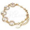 Oro Laminado Fancy Bracelet, Gold Filled Style with White Crystal, Polished, Golden Finish, 03.171.0036.07