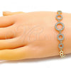 Oro Laminado Fancy Bracelet, Gold Filled Style with White Micro Pave, Polished, Golden Finish, 03.283.0146.07