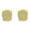 Oro Laminado Stud Earring, Gold Filled Style with White Micro Pave, Polished, Golden Finish, 02.344.0098