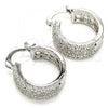 Rhodium Plated Small Hoop, with White Cubic Zirconia, Polished, Rhodium Finish, 02.210.0288.4.20