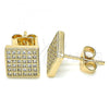 Oro Laminado Stud Earring, Gold Filled Style with White Micro Pave, Polished, Golden Finish, 02.344.0074