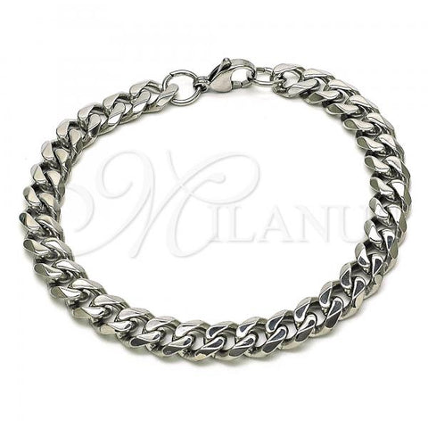 Stainless Steel Basic Bracelet, Concave Cuban Design, Polished,, 03.278.0020.08