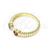 Oro Laminado Multi Stone Ring, Gold Filled Style Heart Design, with Garnet Cubic Zirconia, Polished, Golden Finish, 01.213.0009.1