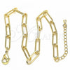 Oro Laminado Fancy Anklet, Gold Filled Style Paperclip Design, Polished, Golden Finish, 04.63.1394.10