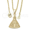 Oro Laminado Pendant Necklace, Gold Filled Style Caridad del Cobre Design, Polished, Golden Finish, 04.09.0065.18