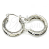 Rhodium Plated Small Hoop, with Black and White Cubic Zirconia, Polished, Rhodium Finish, 02.210.0294.8.20