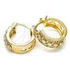 Oro Laminado Small Hoop, Gold Filled Style with White Cubic Zirconia, Polished, Golden Finish, 02.210.0269.15