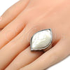 Stainless Steel Multi Stone Ring, with Ivory Mother of Pearl, Polished, Steel Finish, 01.235.0005.1.09 (Size 9)