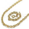 Oro Laminado Necklace and Bracelet, Gold Filled Style Rolo Design, Polished, Golden Finish, 06.319.0005