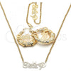 Oro Laminado Necklace, Bracelet and Earring, Gold Filled Style Polished, Golden Finish, 06.63.0242