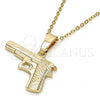 Oro Laminado Fancy Pendant, Gold Filled Style Diamond Cutting Finish, Golden Finish, 5.183.040