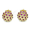 Oro Laminado Stud Earring, Gold Filled Style with Ruby Micro Pave, Polished, Golden Finish, 02.156.0454.1