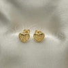 Oro Laminado Stud Earring, Gold Filled Style Heart Design, Polished, Golden Finish, 02.342.0261