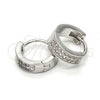 Sterling Silver Huggie Hoop, with White Micro Pave, Polished, Rhodium Finish, 02.175.0030.12