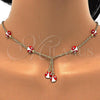 Oro Laminado Earring and Pendant Children Set, Gold Filled Style Ladybug Design, with White Crystal, Red Enamel Finish, Golden Finish, 06.60.0005.3