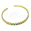 Oro Laminado Individual Bangle, Gold Filled Style with Multicolor Cubic Zirconia, Polished, Golden Finish, 07.341.0021