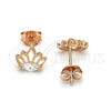 Sterling Silver Stud Earring, with White Cubic Zirconia, Polished, Rose Gold Finish, 02.285.0046