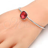 Rhodium Plated Individual Bangle, with Padparadscha Swarovski Crystals, Polished, Rhodium Finish, 07.239.0010 (02 MM Thickness, One size fits all)
