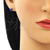 Oro Laminado Stud Earring, Gold Filled Style Heart Design, Blue Enamel Finish, Golden Finish, 02.213.0292.5
