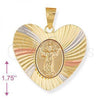 Oro Laminado Religious Pendant, Gold Filled Style Divino Niño Design, Diamond Cutting Finish, Tricolor, 5.194.008