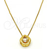 Gold Tone Pendant Necklace, Teardrop Design, with White Cubic Zirconia, Polished, Golden Finish, 04.213.0021.16.GT